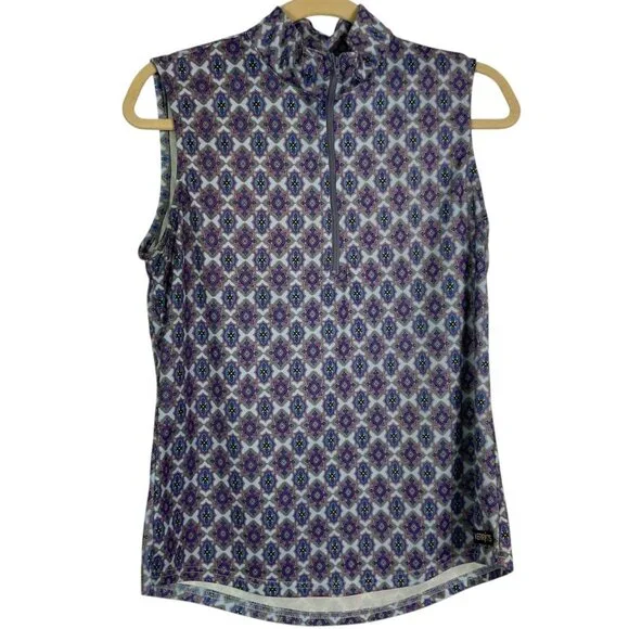 Kerrits Ice Fil Riding Tank Top Large Quarter Zip Purple - Picture 3 of 8